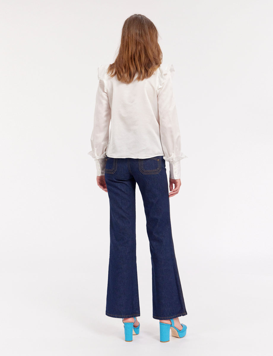 3qty RELIQUAT 95€ 0%  / Chemise à volants Laure en soie - White