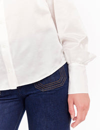 3qty RELIQUAT 95€ 0%  / Chemise à volants Laure en soie - White