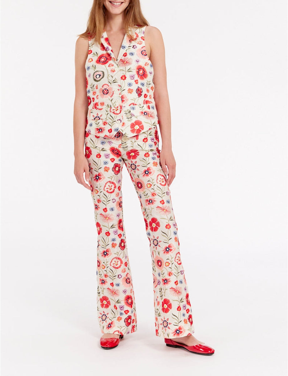 1qty RELIQUAT 75€ 0%  / Veston Robinson imprimé tulipes  - Ecru Multicolor