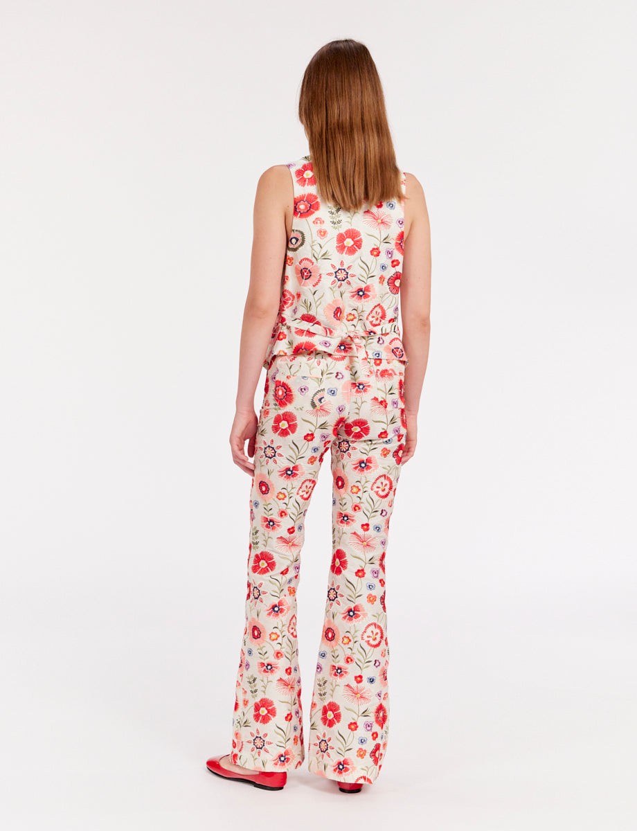 1qty RELIQUAT 75€ 0%  / Veston Robinson imprimé tulipes  - Ecru Multicolor
