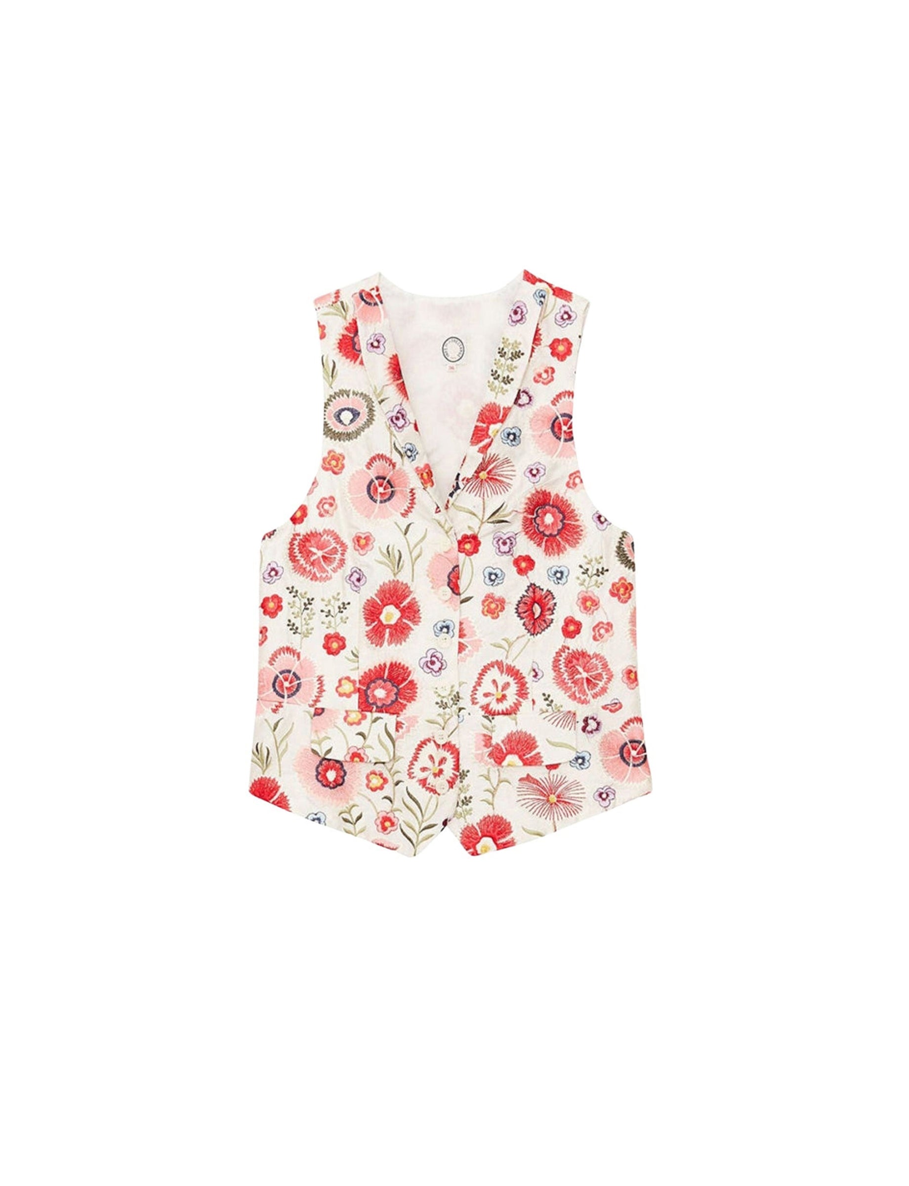 1qty RELIQUAT 75€ 0%  / Veston Robinson imprimé tulipes  - Ecru Multicolor