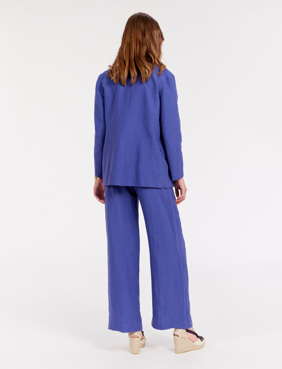 6qty RELIQUAT 90€ 0%  / Blazer Yohan ajustée en lin - Blue
