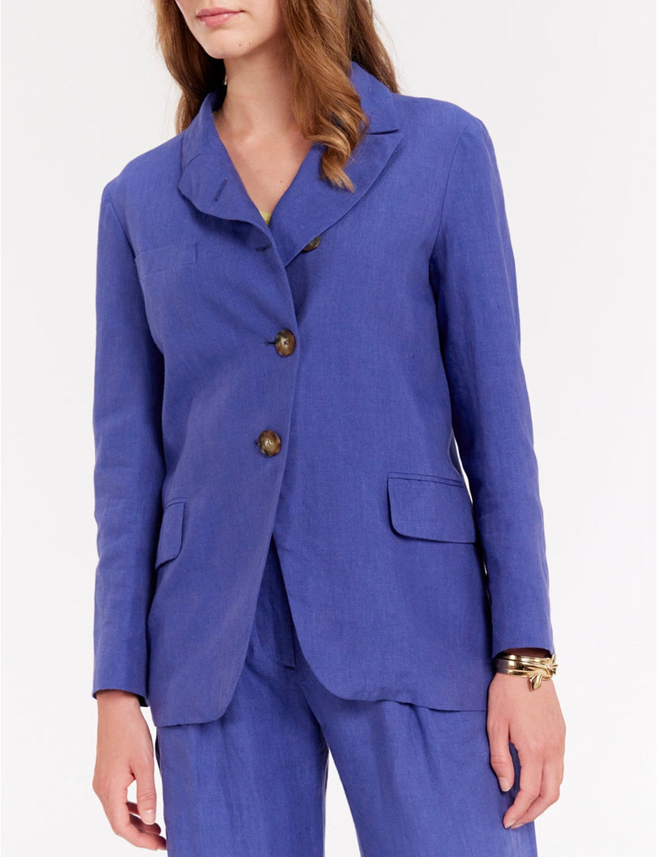 6qty RELIQUAT 90€ 0%  / Blazer Yohan ajustée en lin - Blue
