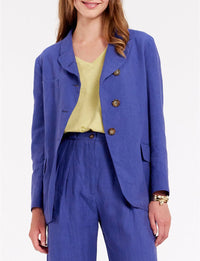 6qty RELIQUAT 90€ 0%  / Blazer Yohan ajustée en lin - Blue