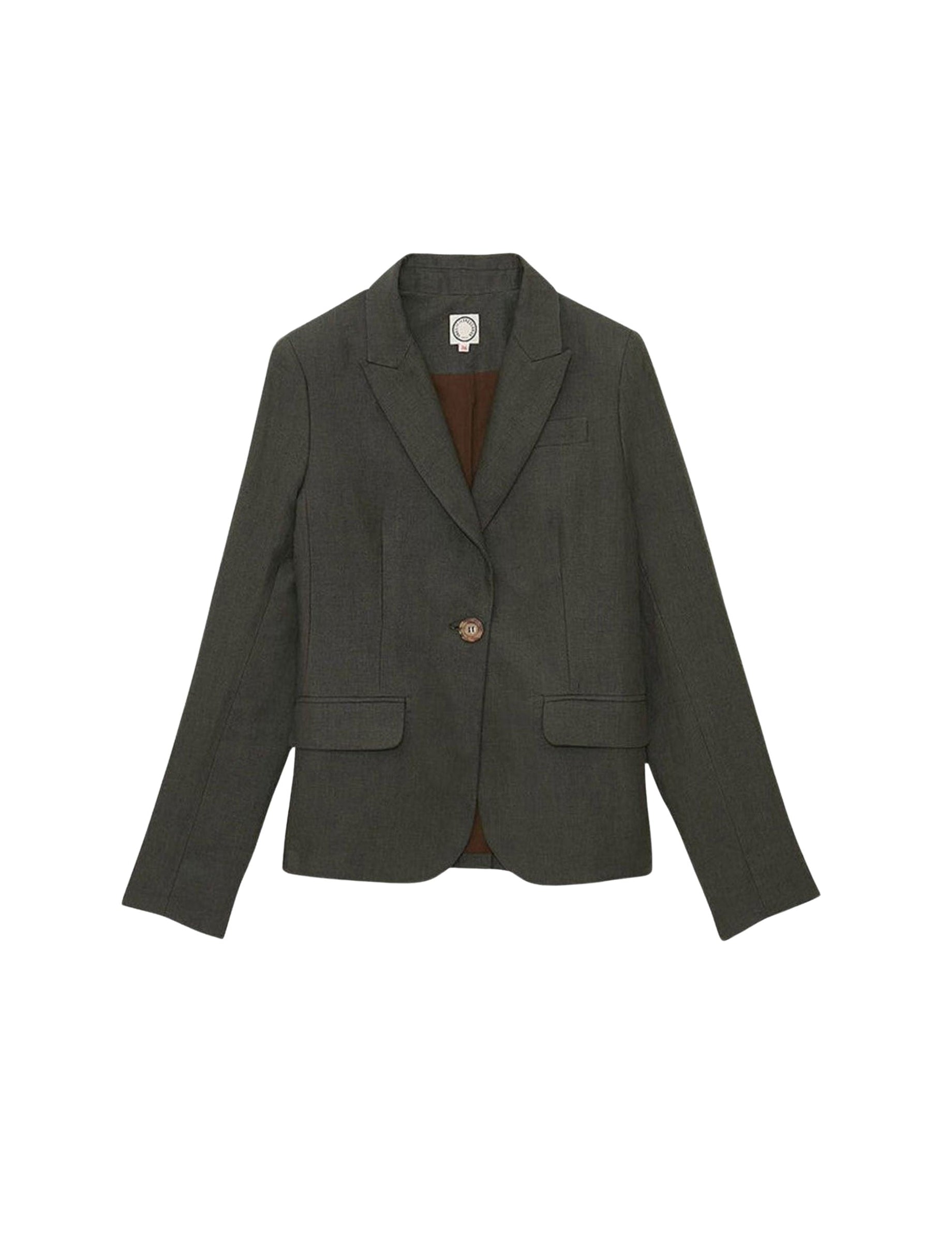 15qty RELIQUAT 120€ 12,5%  / Blazer Nicoletta ajustée en lin - Green Dark