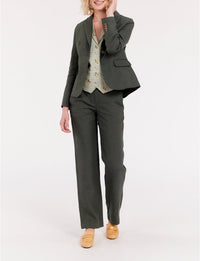 15qty RELIQUAT 120€ 12,5%  / Blazer Nicoletta ajustée en lin - Green Dark