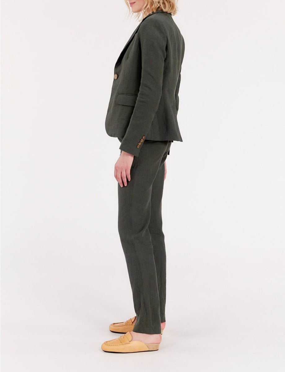 15qty RELIQUAT 120€ 12,5%  / Blazer Nicoletta ajustée en lin - Green Dark