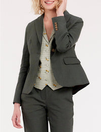 15qty RELIQUAT 120€ 12,5%  / Blazer Nicoletta ajustée en lin - Green Dark
