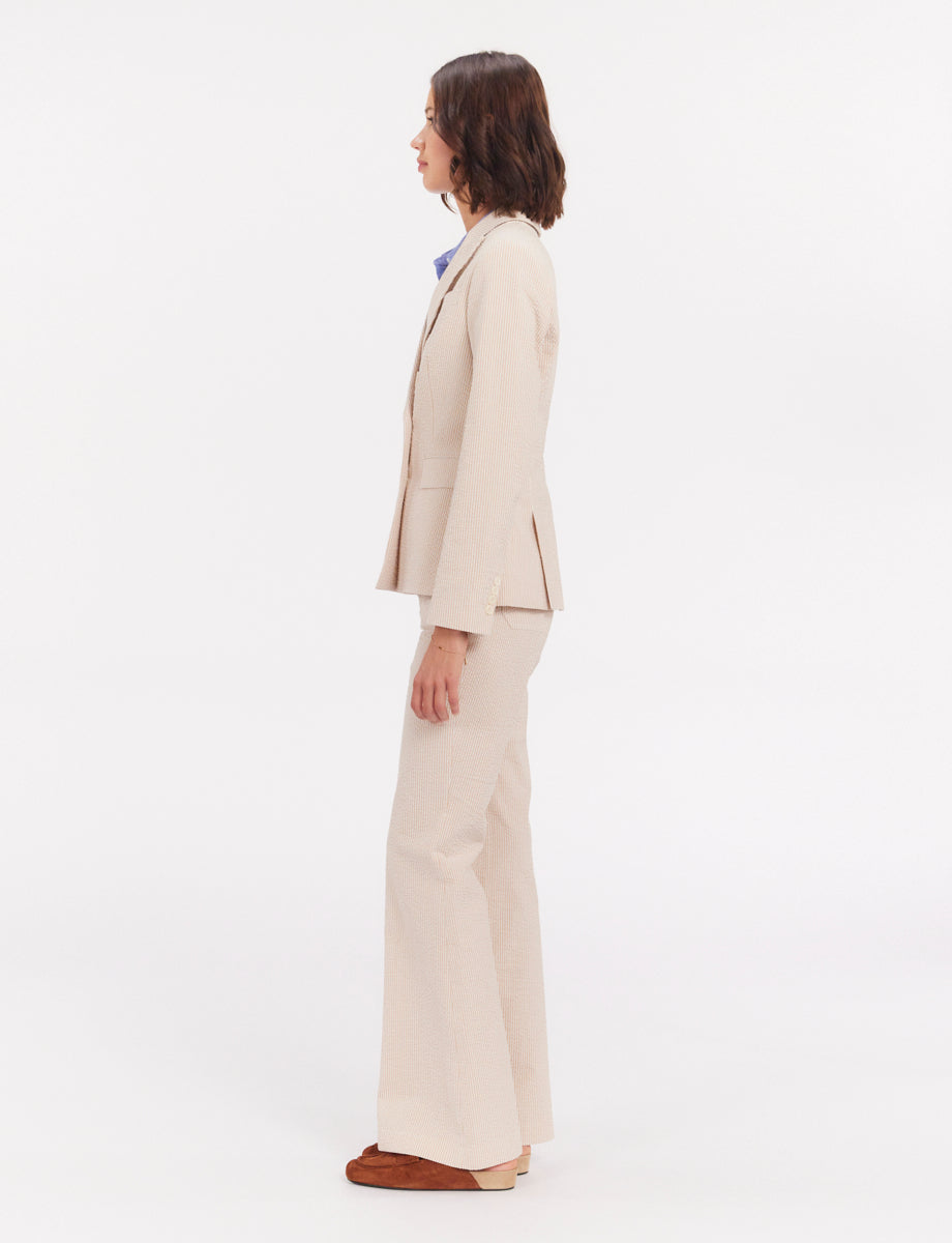 20qty RELIQUAT 120€ 4,2%  / Blazer Maurice à rayures - Ecru Peach