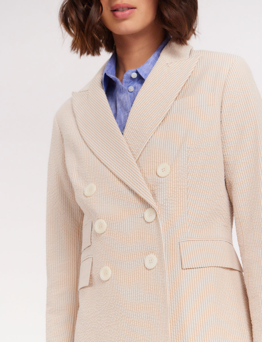20qty RELIQUAT 120€ 4,2%  / Blazer Maurice à rayures - Ecru Peach