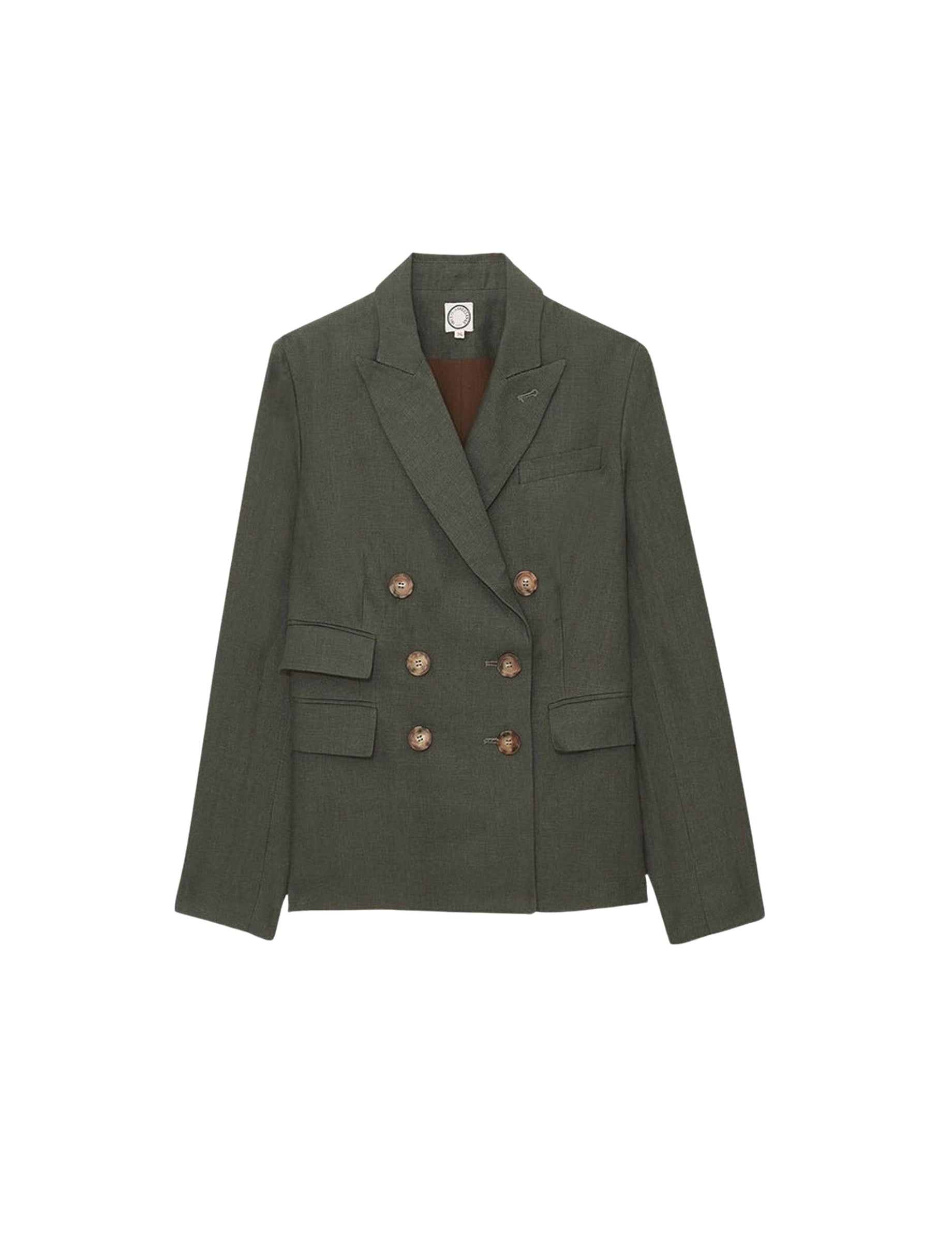 11qty RELIQUAT 120€ 0%  / Blazer boutonné Maurice en lin - Green Dark