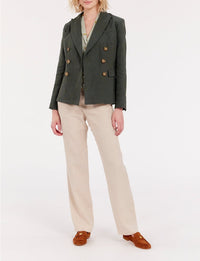 11qty RELIQUAT 120€ 0%  / Blazer boutonné Maurice en lin - Green Dark