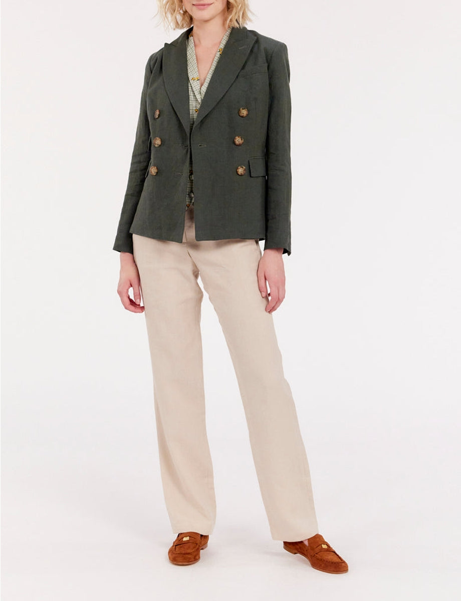 11qty RELIQUAT 120€ 0%  / Blazer boutonné Maurice en lin - Green Dark