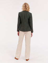 11qty RELIQUAT 120€ 0%  / Blazer boutonné Maurice en lin - Green Dark