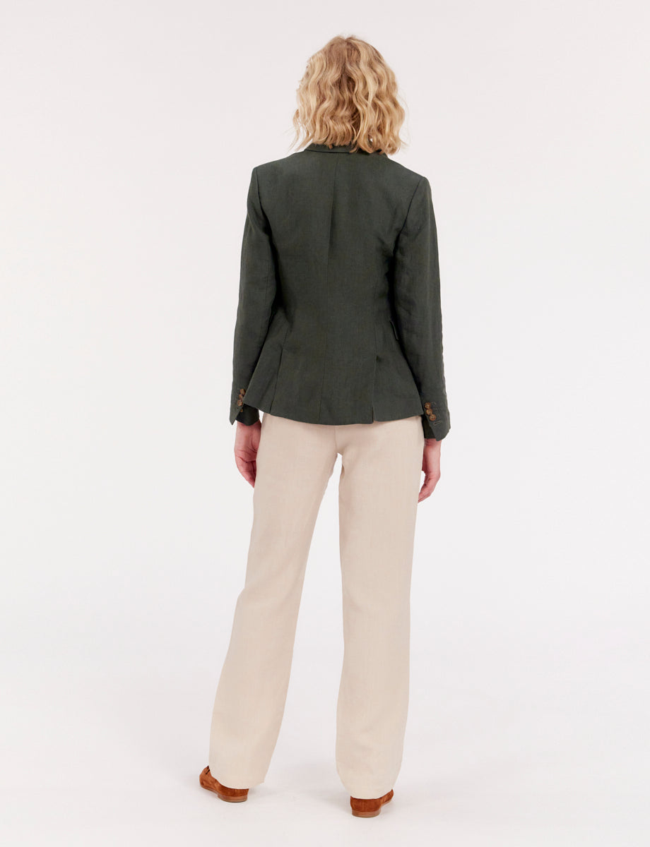 11qty RELIQUAT 120€ 0%  / Blazer boutonné Maurice en lin - Green Dark