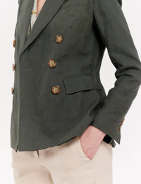 11qty RELIQUAT 120€ 0%  / Blazer boutonné Maurice en lin - Green Dark