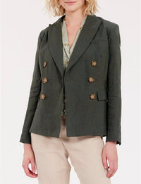 11qty RELIQUAT 120€ 0%  / Blazer boutonné Maurice en lin - Green Dark