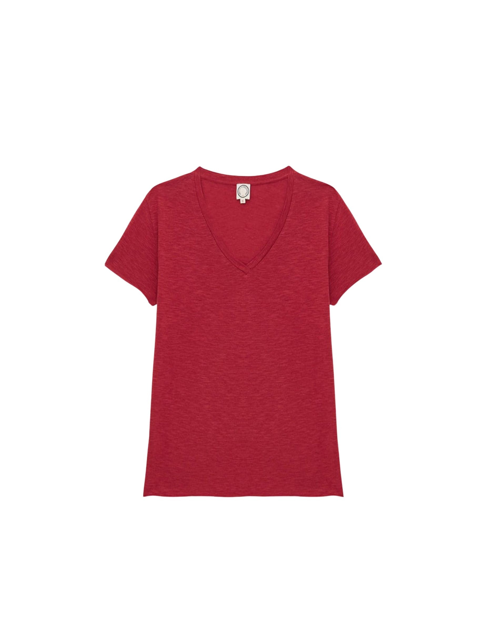 9qty RELIQUAT 20€ 5%  / T-shirt col V Katalina - Raspberry