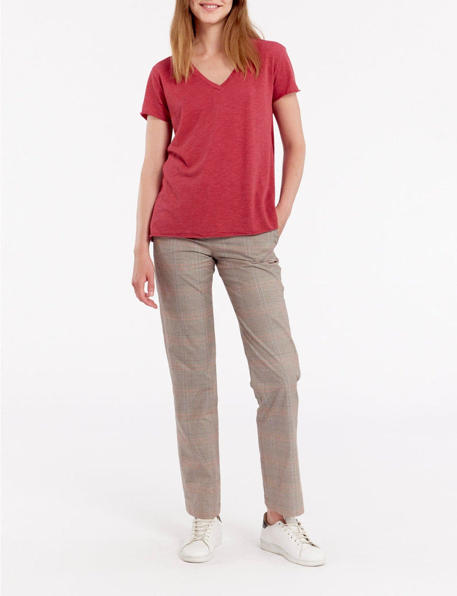 9qty RELIQUAT 20€ 5%  / T-shirt col V Katalina - Raspberry