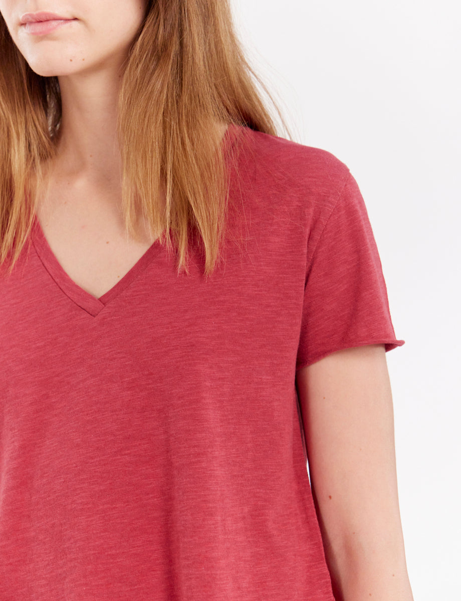 9qty RELIQUAT 20€ 5%  / T-shirt col V Katalina - Raspberry