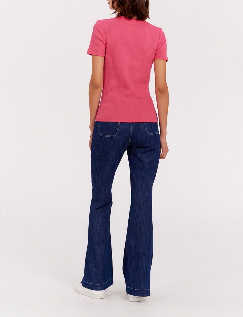 9qty RELIQUAT 20€ 0%  / T-shirt côtéle col rond Ella - Pink