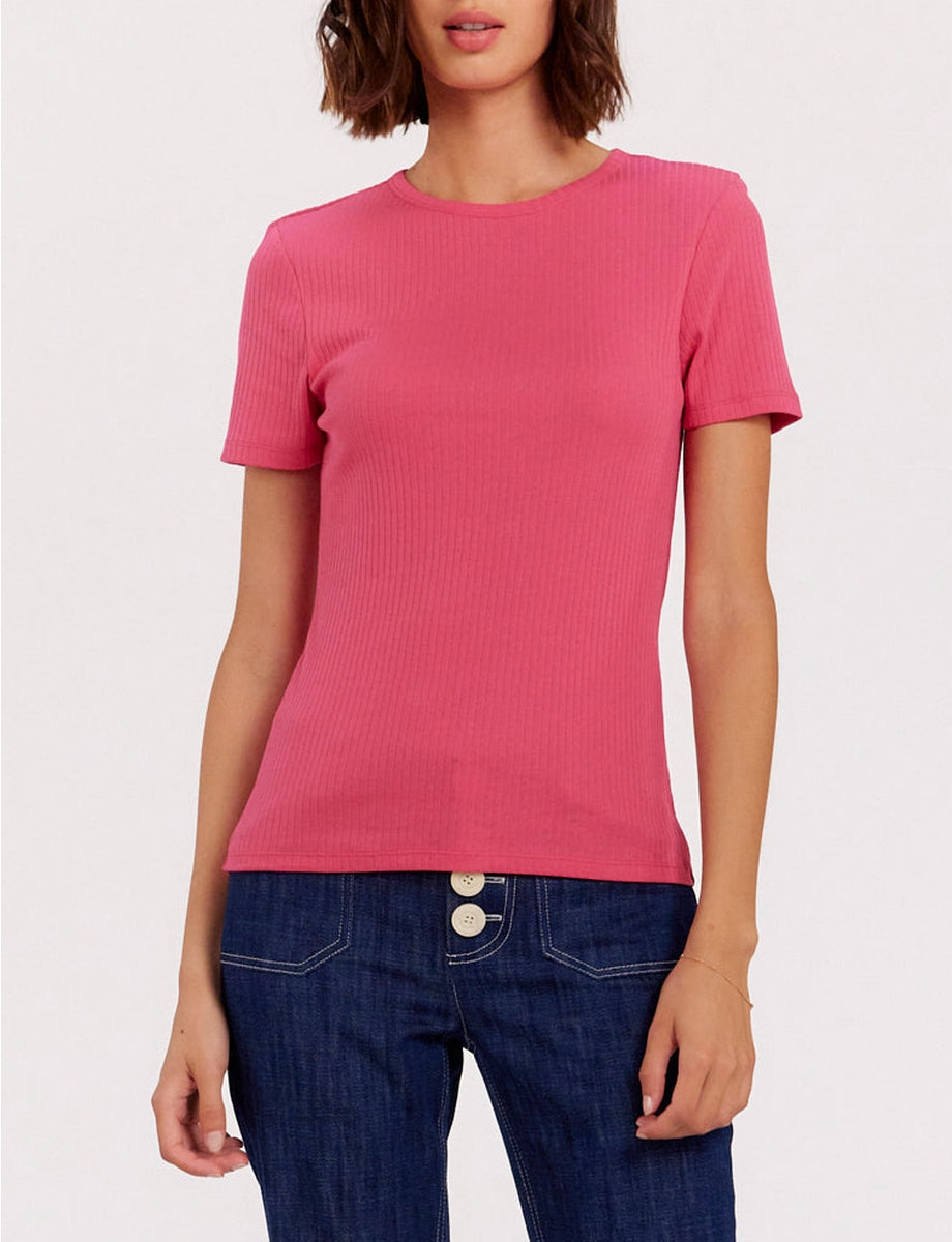 9qty RELIQUAT 20€ 0%  / T-shirt côtéle col rond Ella - Pink