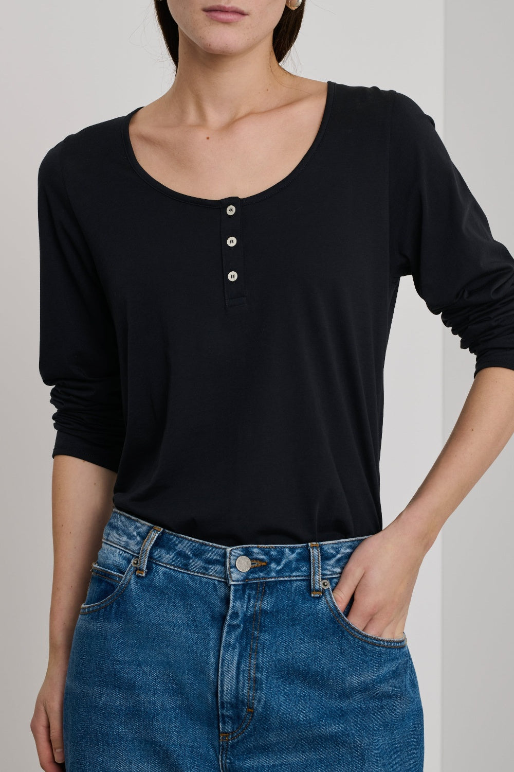 T-shirt Aurelia à manches longues en coton - Noir