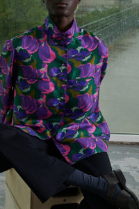 Violon silk shirt with high collar - Multicoloured Pink