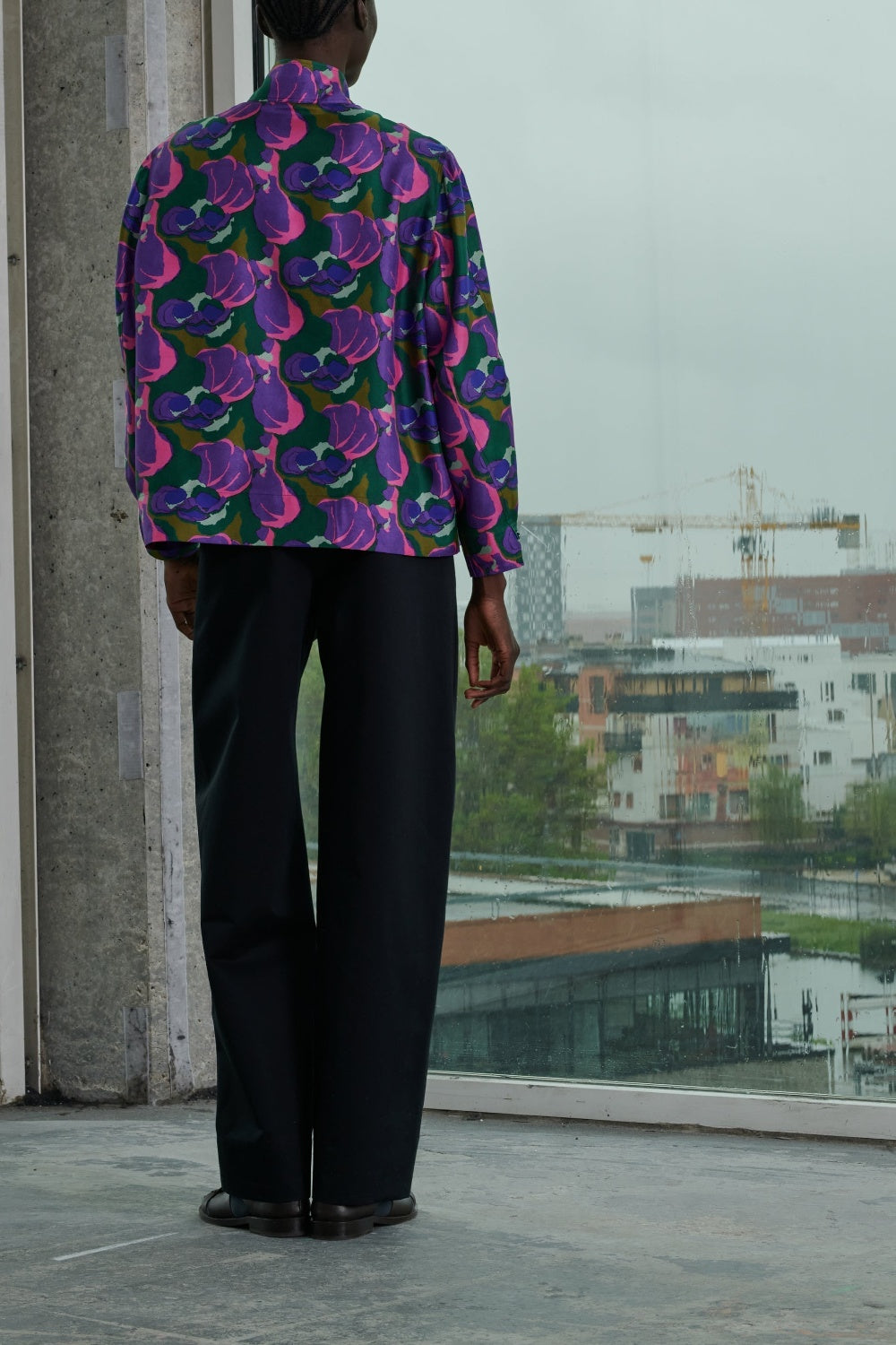 Violon silk shirt with high collar - Multicoloured Pink