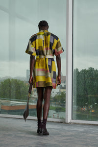 JAUNE/KAKI ROBE CHAINE & TRAME WANDA