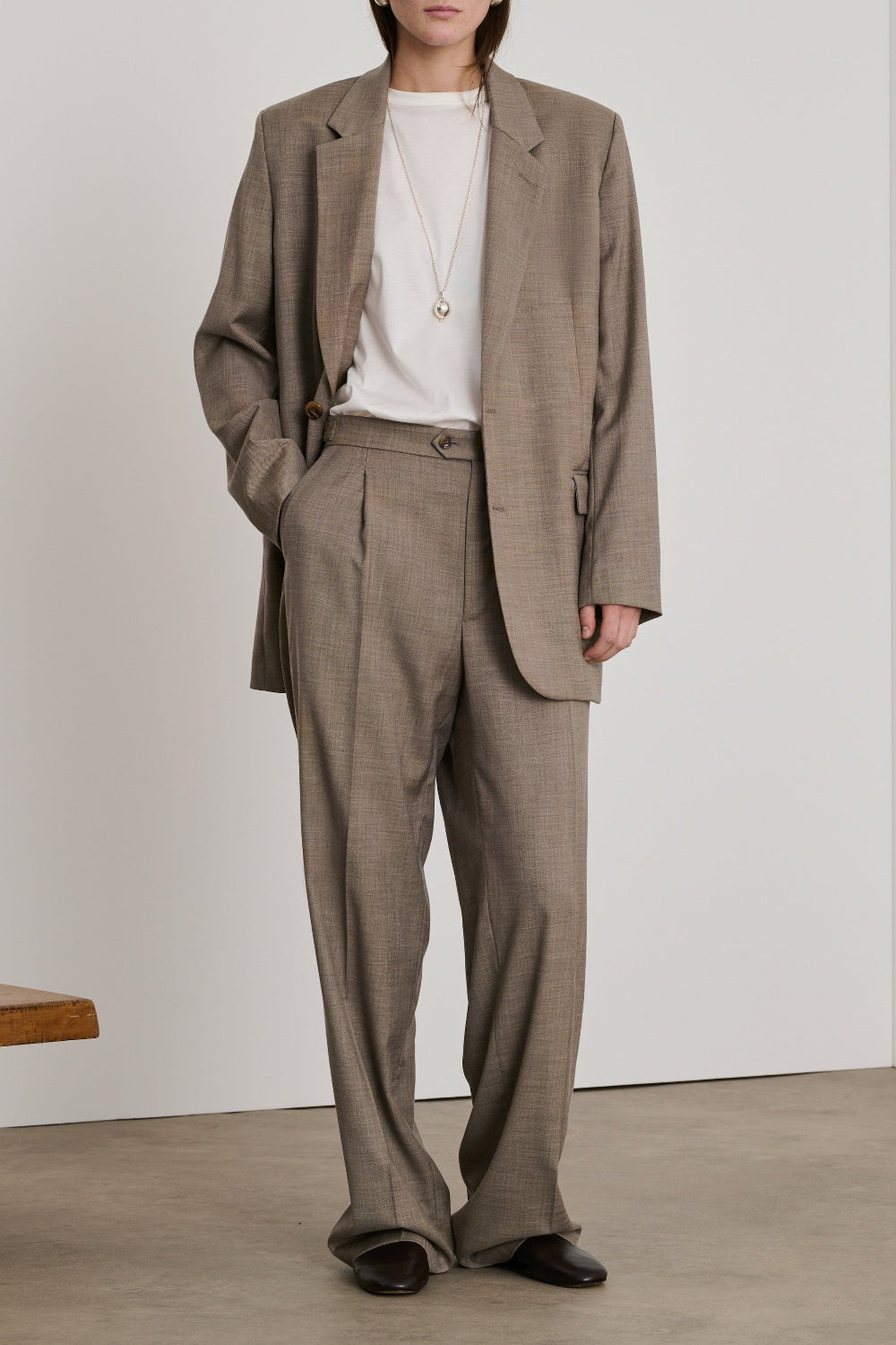 Dune button-down cotton blazer - Grey & Beige