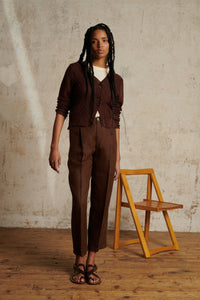 MARRON _ Pantalon Felix en lin - Marron