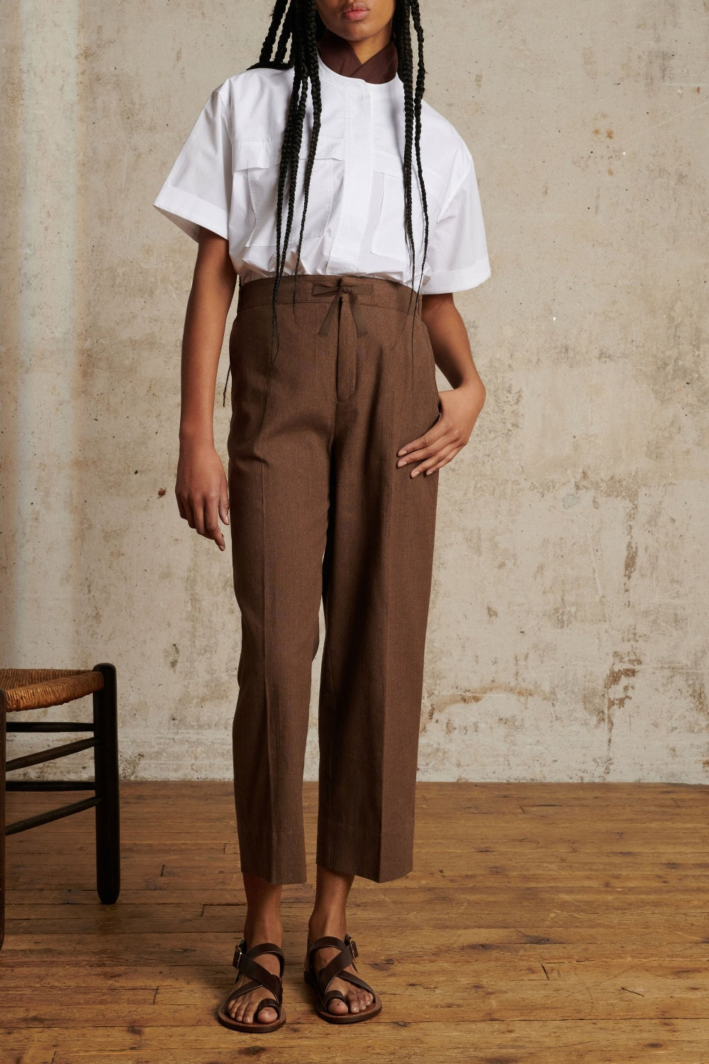 Pantalon Sarajevo en lin mélangé - Marron