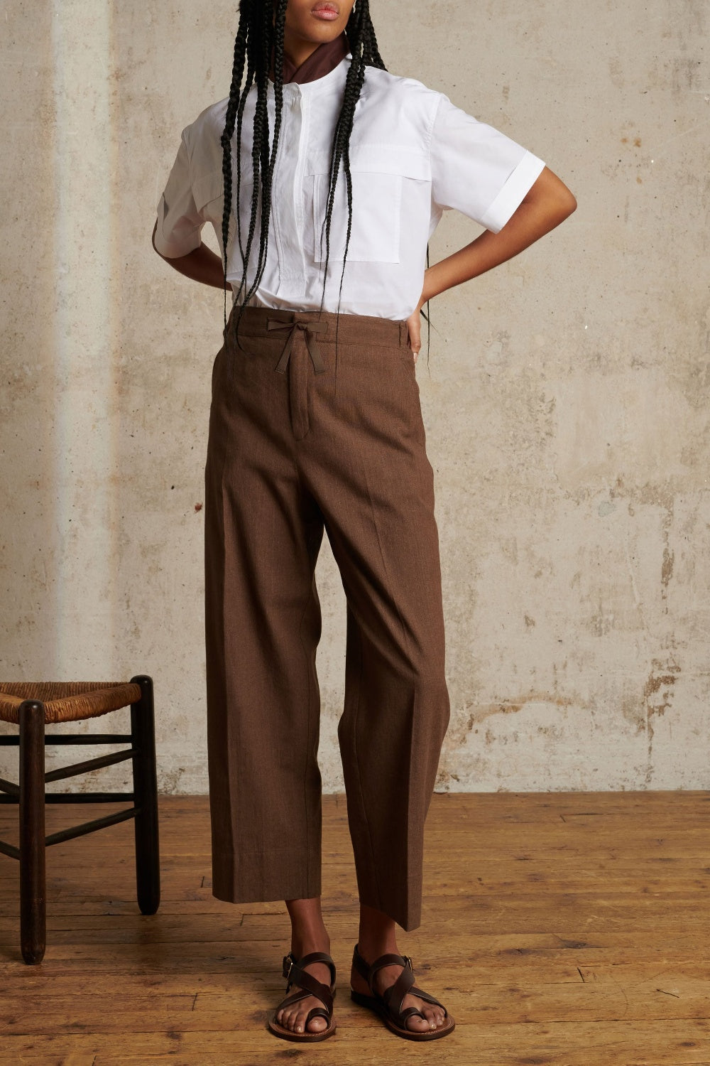 Pantalon Sarajevo en lin mélangé - Marron