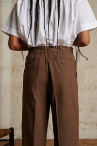 Pantalon Sarajevo en lin mélangé - Marron