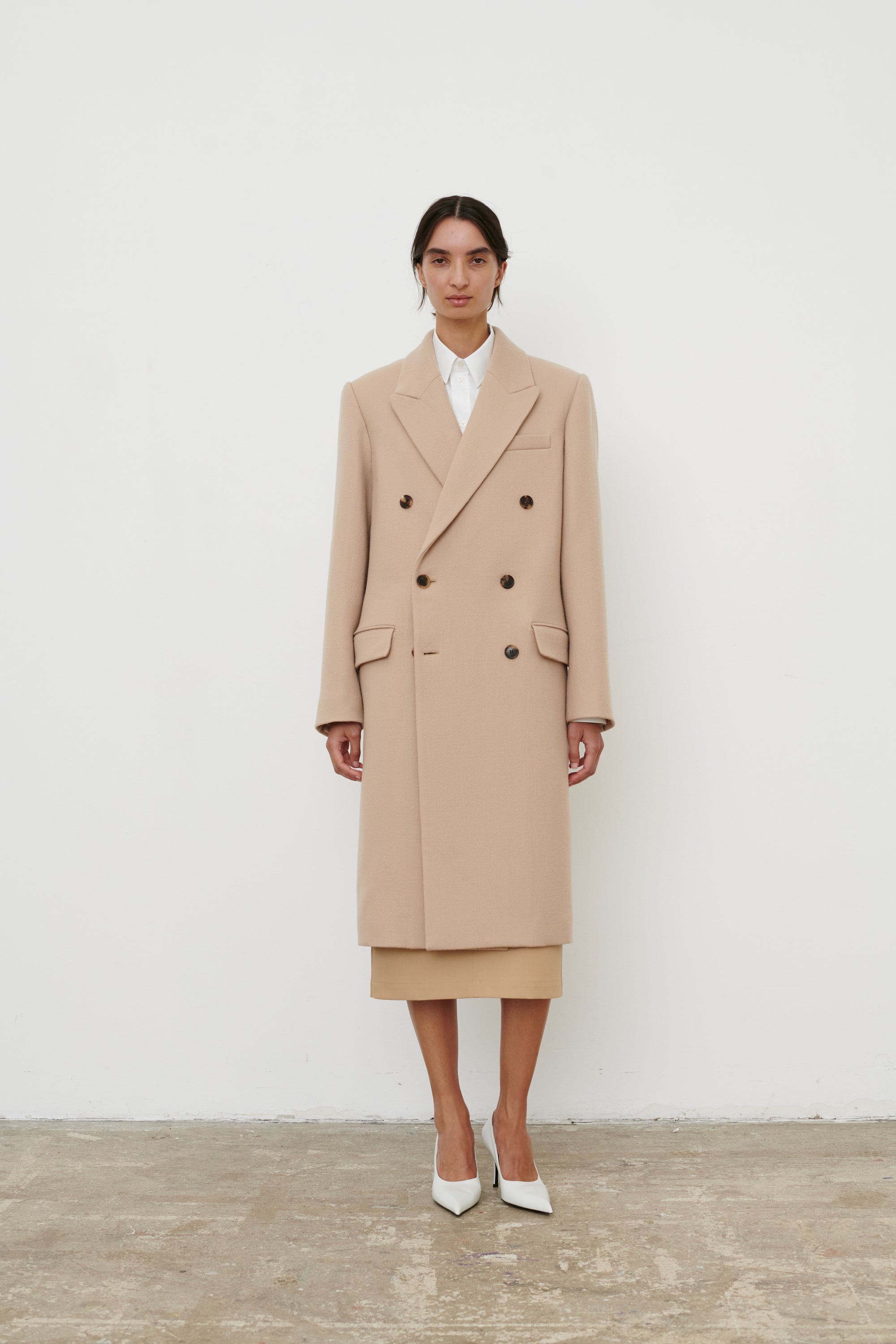 Classic Double Breasted Coat - Khaki