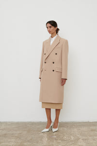 Classic Double Breasted Coat - Khaki
