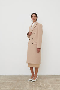 Classic Double Breasted Coat - Khaki