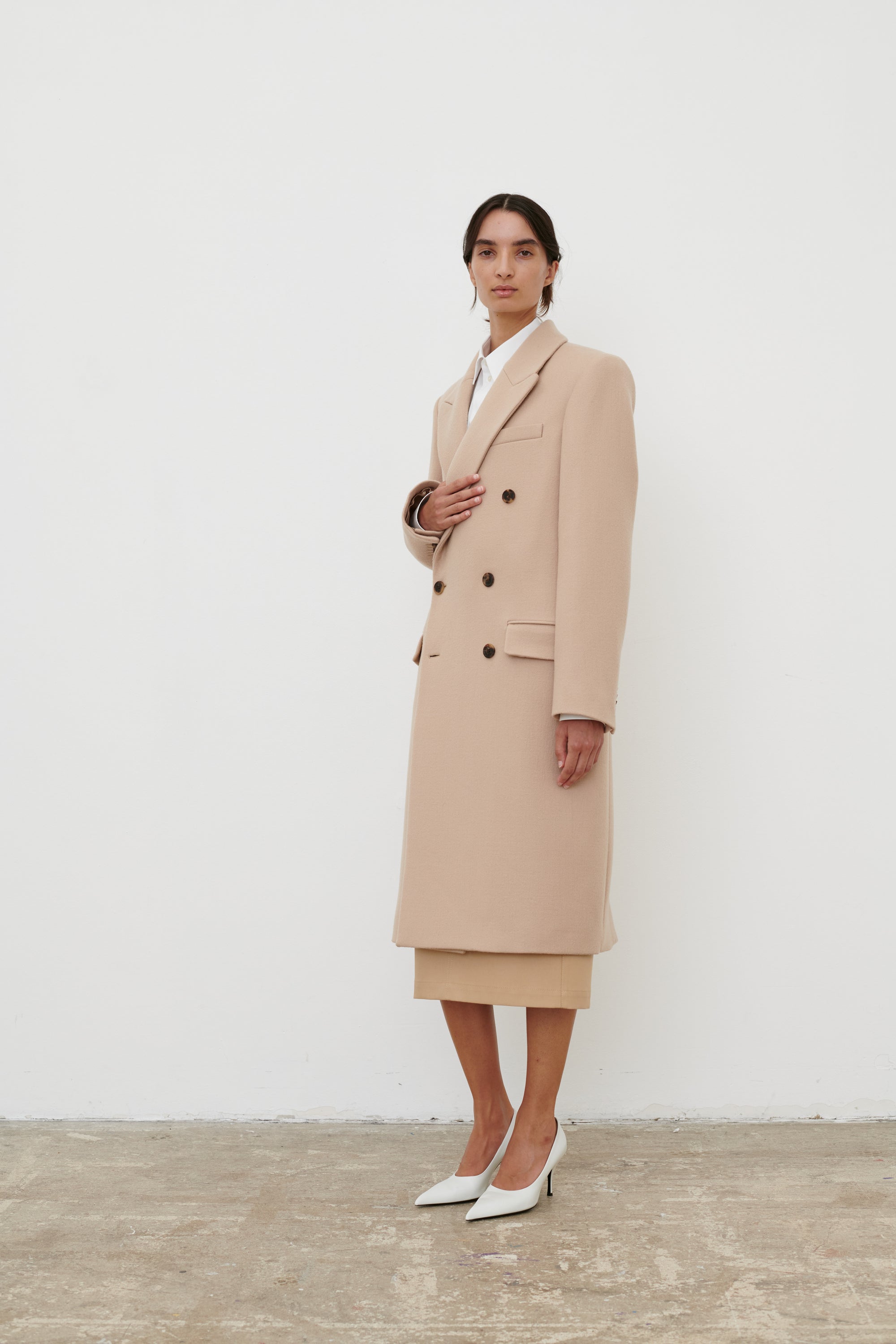 Classic Double Breasted Coat - Khaki