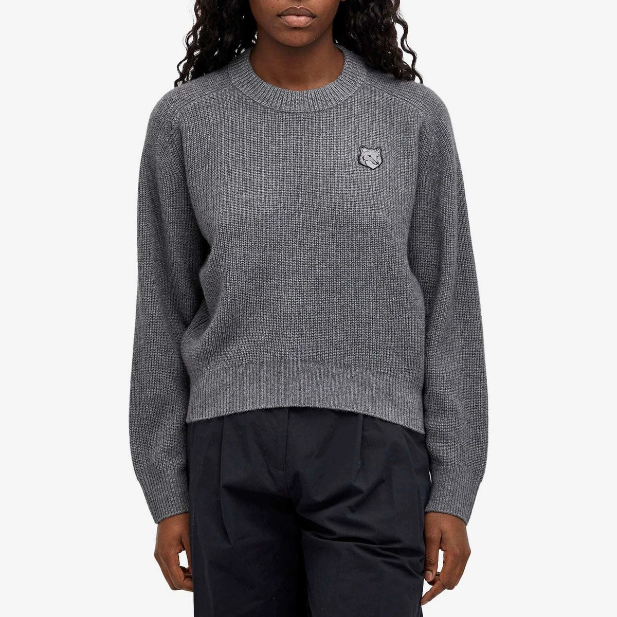 Pull Fox Head en laine - Medium Grey