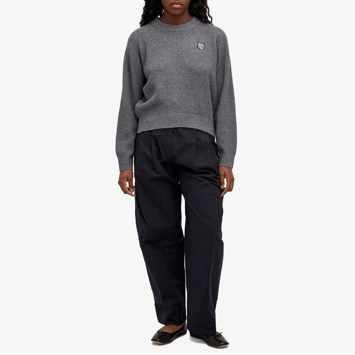 Pull Fox Head en laine - Medium Grey