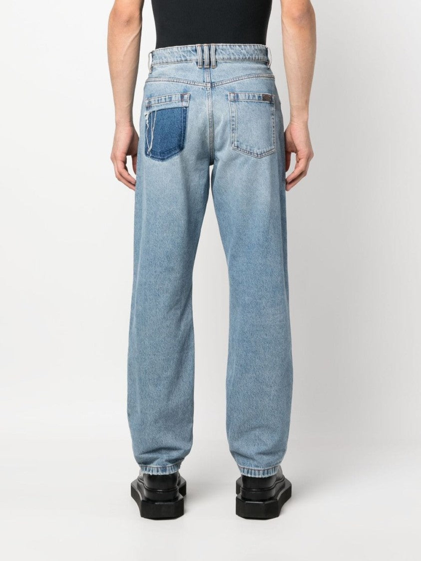 Straight-leg denim trousers - Blue