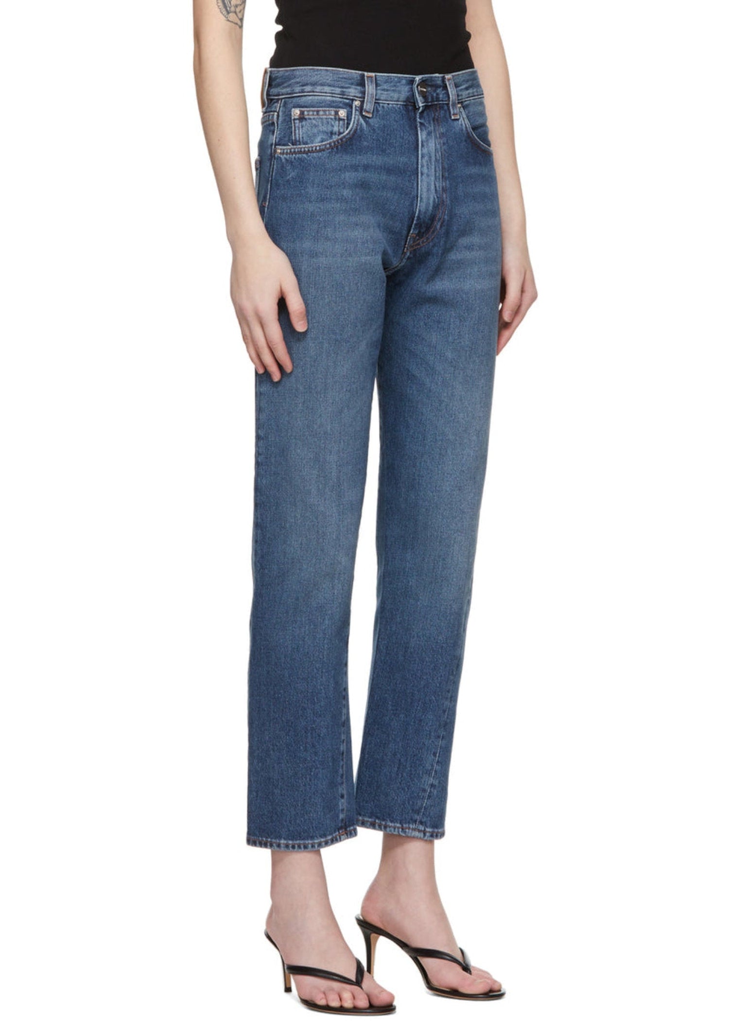 Pantalon à coutures torsadées en denim - Washed Blue