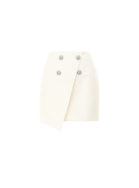 Jupe courte asymétrique en laine - Blanc