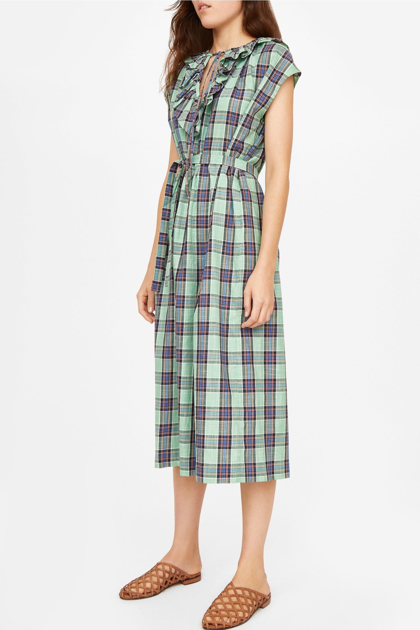 Robe midi Rio à carreaux - Aqua