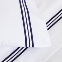 Parure de lit 4 pcs Triplo Popeline en coton - White & Blue Navy