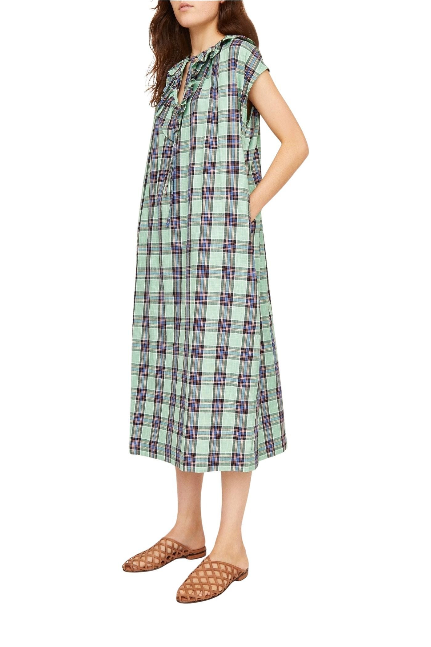 Robe midi Rio à carreaux - Aqua