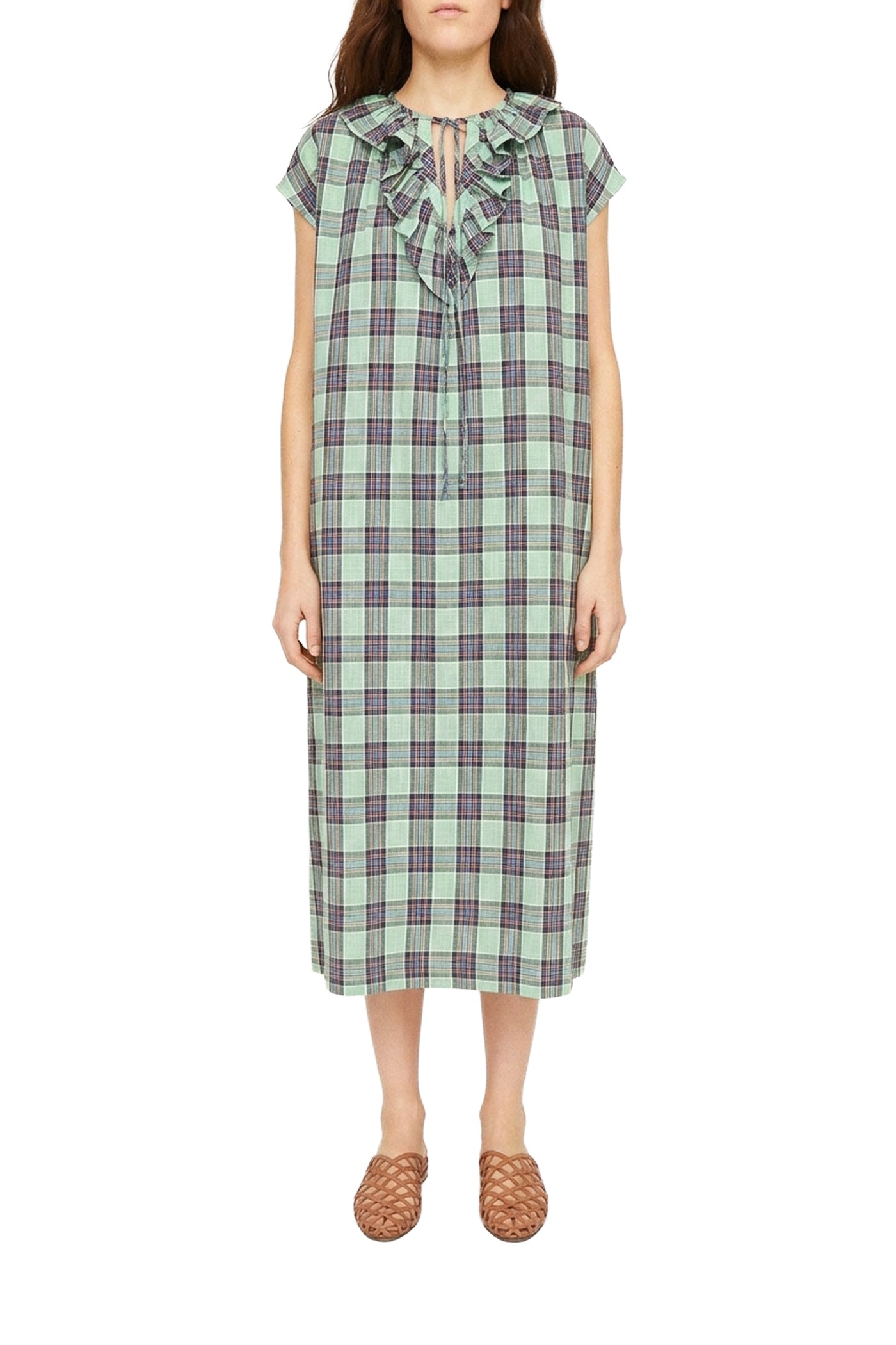 Robe midi Rio à carreaux - Aqua