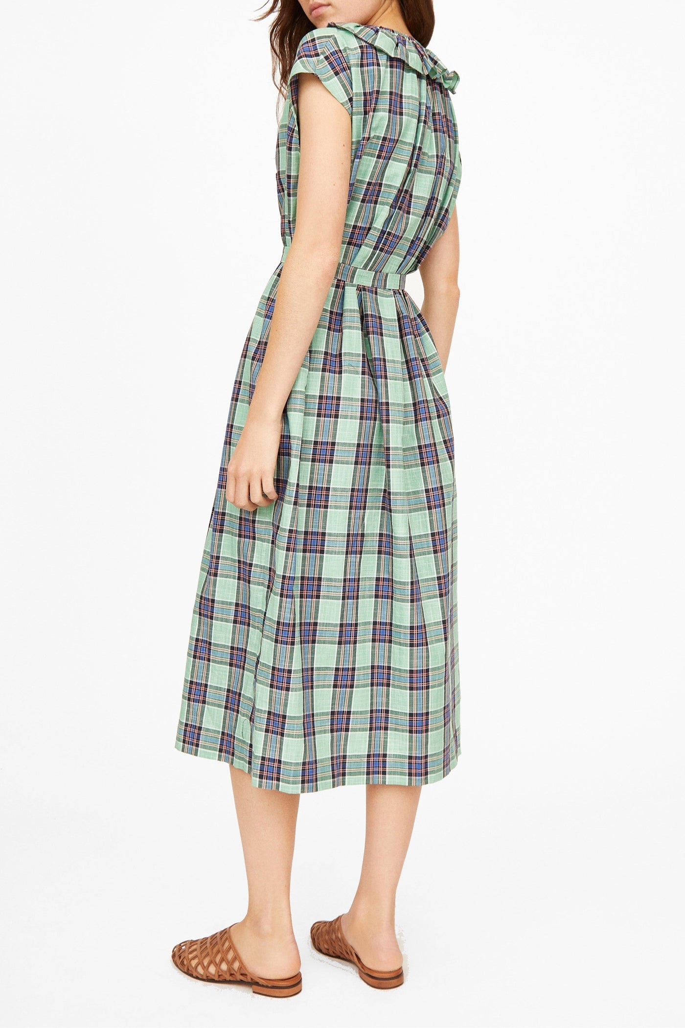 Robe midi Rio à carreaux - Aqua