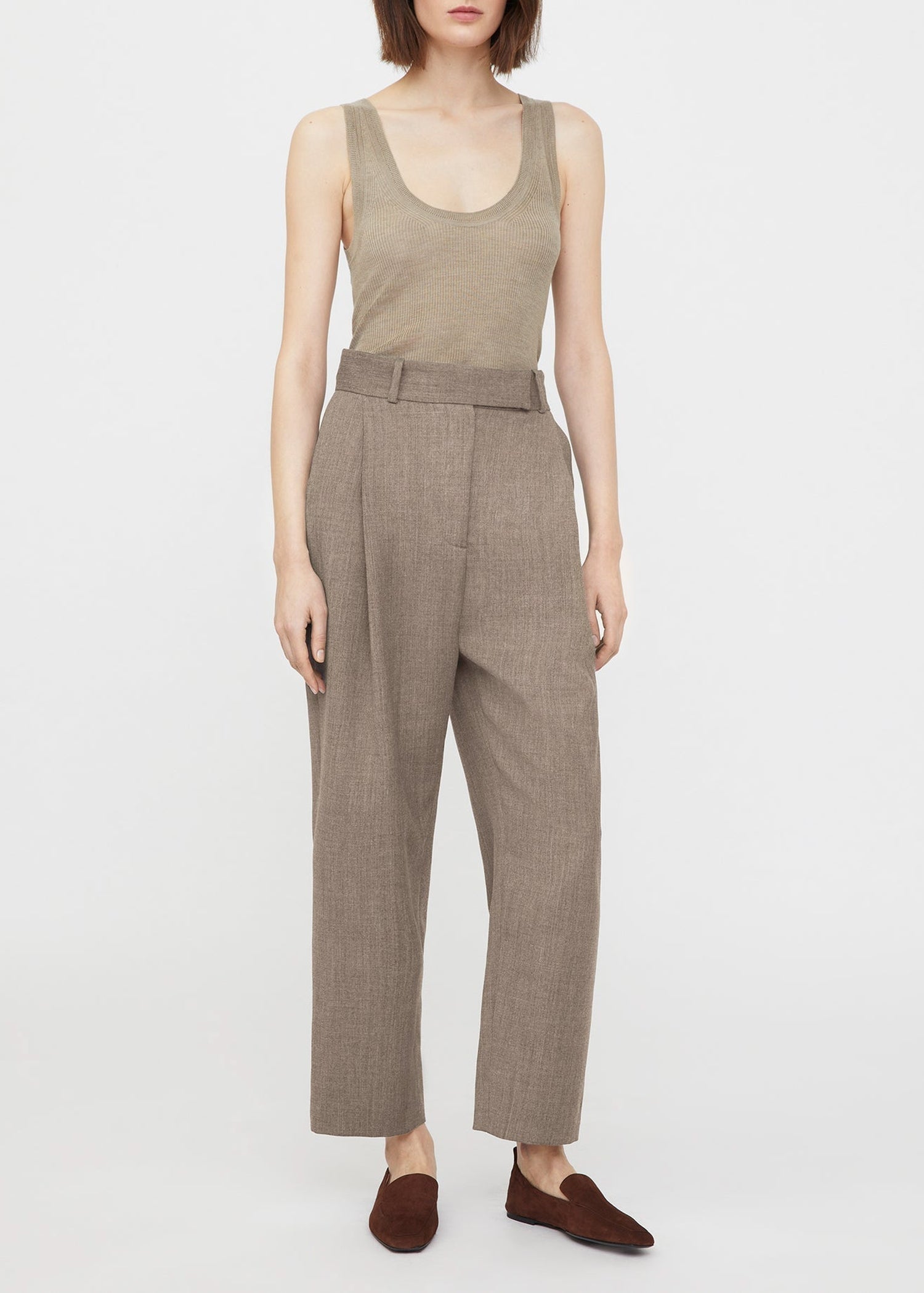 Pantalon à plis profonds - Mink
